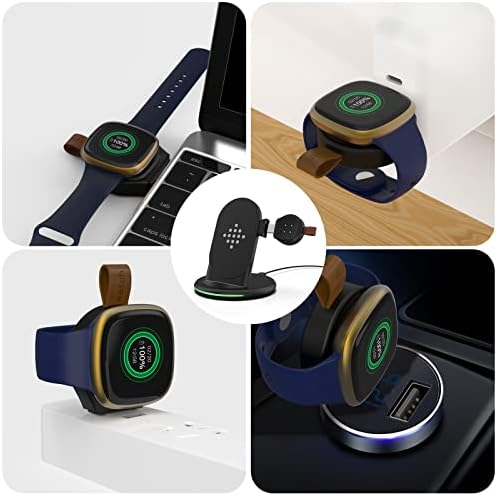 Kojacmur 3 во 1 полнач за Fitbit Sense2/Sense/Fitbit Versa 4/3, станица за безжично полнење компатибилна со iPhone 12/14 Pro Max/12/11/14,
