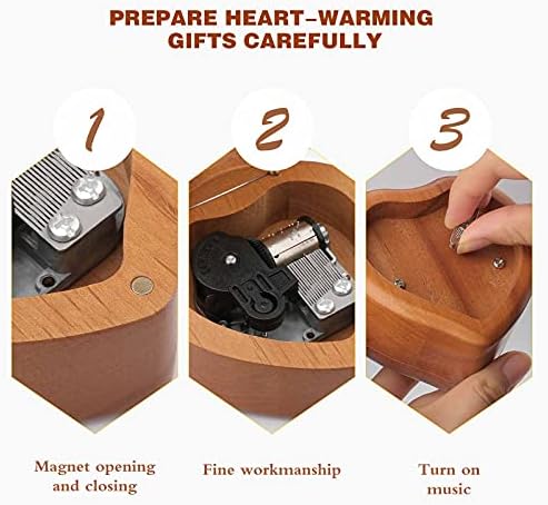 Monster Wolf Wold Music Box Heart Hearth Music Box Vintight Wooden Clockwork Musical Box Difts