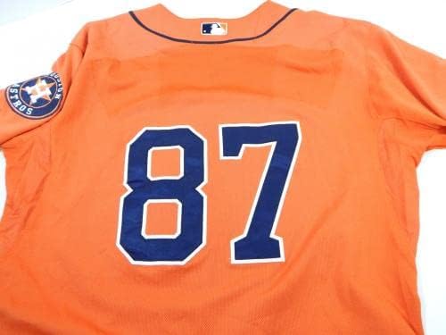 2013-19 Хјустон Астрос 87 игра користена плоча со име на портокал Jerseyерси Отстранета 46 DP25543 - Игра користена МЛБ дресови
