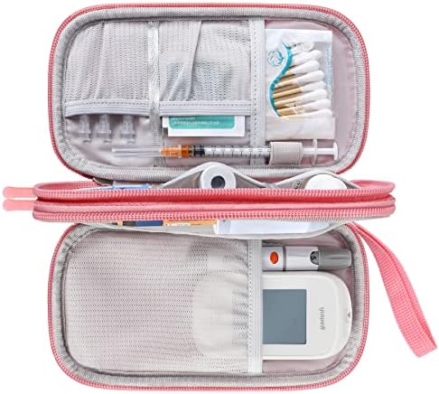Елонбо дијабетична торба за складирање, преносен мерач на гликоза, носат куќиште, инсулин пенкало и лекови за патувања за гликоза,