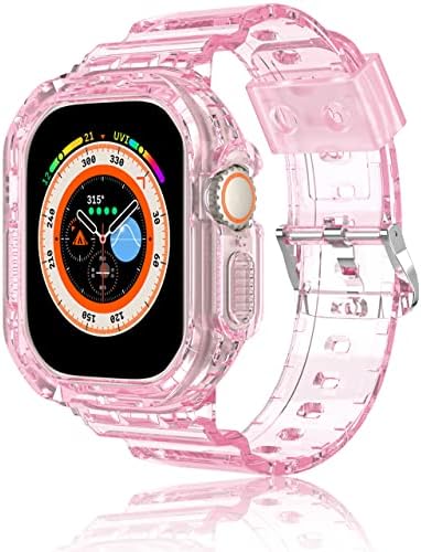 Чиста Лента За Часовници Компатибилна За Apple Watch Ultra 49mm Желе Кристално Груб Браник Случај TPU Транспарентен Спортски Заштитен