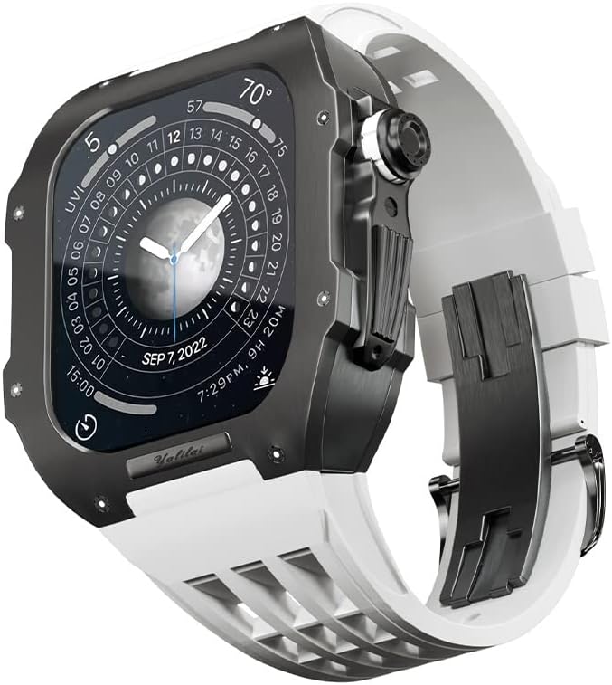 Тонеси Гумена Лента Титаниум Рамка За Apple Watch 8/7 Apple Mod Гледајте Додаток Замена Титаниум Луксузен Случај Компатибилен Со Iwatch Серија