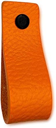Брутална јачина - Повлеки за фиоки за кожа - портокалова - 4 парчиња - 6-1/2 x 1 ' - кожна рачка - Полета за кожа на фустани - Копчиња