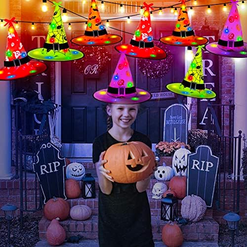 Декорации за Ноќта на вештерките Вештерка капа со 26ft водоотпорна батерија управувана со жици за декорација на забави за Ноќта