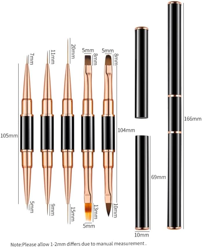 SXNBH двојно завршено сликарство за уметност на нокти 5/7/9/11/11/11/20мм лагер за четка за цртање на цвеќе