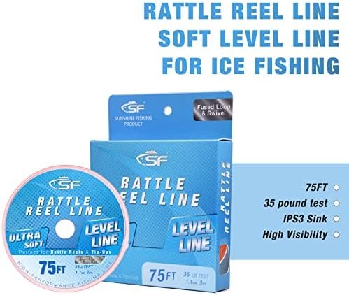 SF Rattle Reel Line за риболов со мраз флуо зелена/жолта/портокалова плетенка линија за риболов линија 3IPS 65ft 75ft 100ft Line Line
