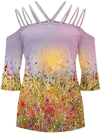 Екипаж теми женски летен есен долг ракав 2023 памук графички обичен плетенка лабава маичка за блуза за жени QC