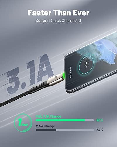 INIU USB C Кабел, [3 Пакет] 3.1 А КК БРЗО Полнење USB Тип C Кабел, Плетенка USB - C Телефон Полнач Кабли За Samsung Galaxy S21 S20 S10 Плус