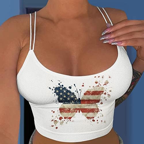 Женски американско знаме Камизол резервоари лето квадратниот резервоар без ракави кошула секси тенок вклопна основна обична култура врвна