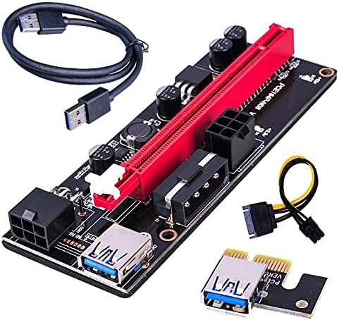 Конектори PCI -E Riser 009 Express 1x 4x 8x 16x Extender PCI E USB Riser 009S GPU Dual 6PIN адаптер картичка SATA 15PIN до 6pin
