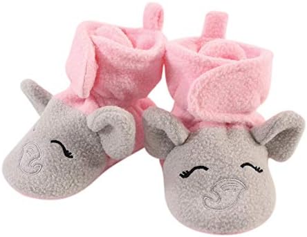 Хадсон бебе унисекс бебе пријатно руно чизми со не лизгање на дното, розово/сиво слон, 12-18 месеци