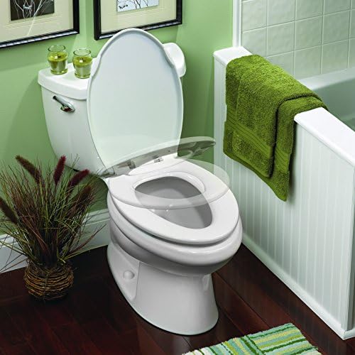 Ginsey Home+решенија ноќно светло издолжено пластично тоалетно седиште, бело