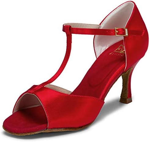 Jiajia 20511 женски сатенски сандали со разгорување пета латински салса перформанси танцувачки чевли