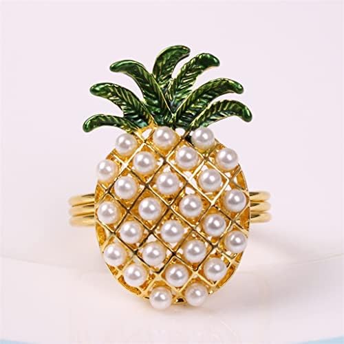 Walnuta 6pcs салфетка прстенеста котката од ананас бисер прстен летен свадбен подарок перли декорација (боја: злато, големина