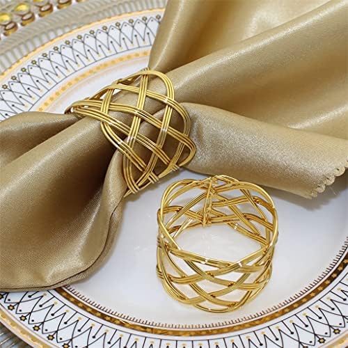 Лукио злато салфетка прстени метал пресврт сервис држач за салфетка прстен за свадби вечера банкет вклучена маса декор