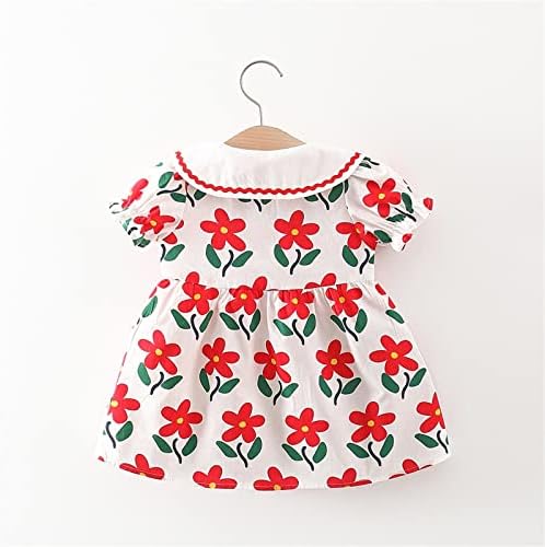Фустан од фустан бебето руфли без ракави на плажа од плажа 0-3Y фустан девојки бебе торба цветни девојки црвен танц фустан