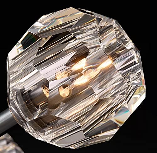 ефперфект Модерен Лустер Спутник Хром 18-Лесен Кристален Приврзок 43 Лед Приврзок За Таванско Светло, Исечен Кристал Со СВЕТИЛКИ