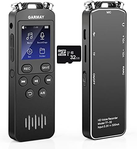 Дигитален Диктафон Гармај Надграден 48gb 1536KBPS 3343часовен Капацитет ЗА Снимање 32h Време На Батеријата Гласовен Активиран Рекордер