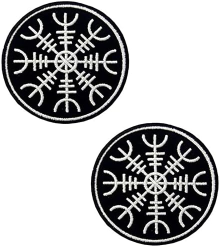 Замена за сјај во темниот Aegishjalmr Викинг Хелм на стравопочит за заштита на терор и амблем за јамка за лепенка 2 парчиња