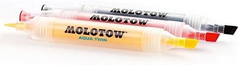 Molotow Aqua Twin Marker Blender Pro, четка и длето брадавица, по 1 секој