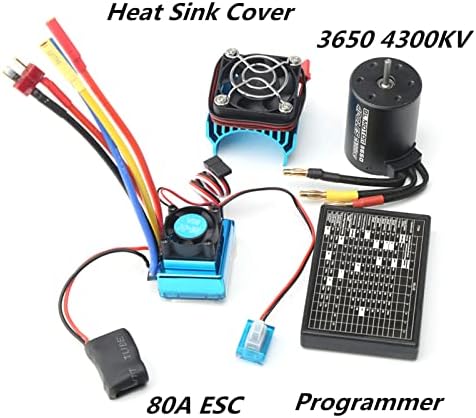 GoolRC 3650 4300KV мотор без четка со 80A без четка ESC ESC Електрична брзина контролер, топлинска мијалник и картичка за програмирање,
