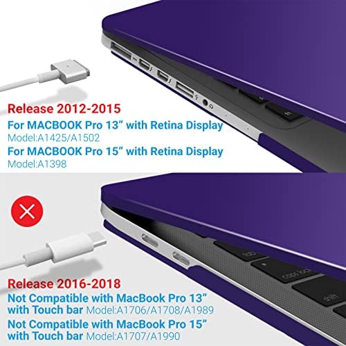 Ibenzer компатибилен со MacBook Pro 15 Inch Case 2012-2015, мека допир тврда кутија обвивка со тастатура за тастатура за Apple