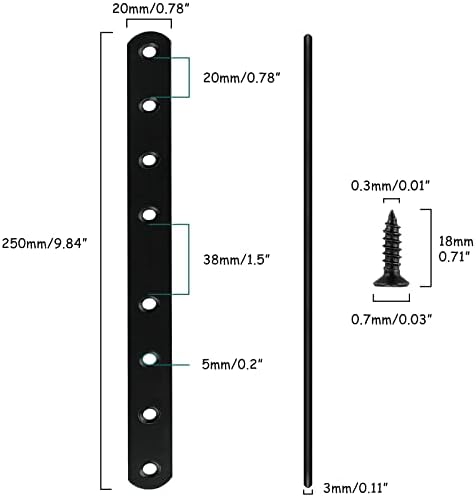 Giapinst 12pcs права аголна заграда црна 10 ”конектор за поправка на рамни плочи Поправка за поправка на заградата за прицврстување
