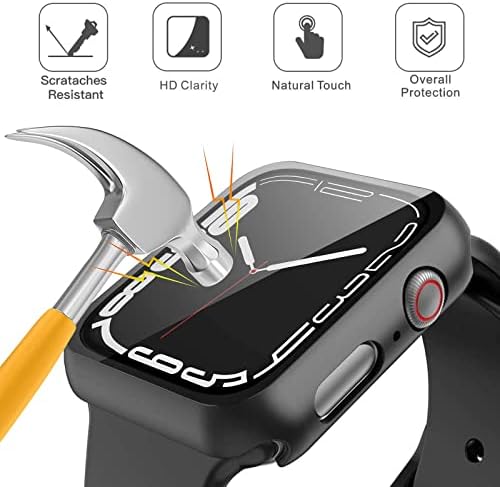 [2 пакет] CWACSE Case со заштитник на екранот компатибилен за Apple Watch Series 7 Precate Ecter Protector 41mm 2021 Hard PC Full Face Cover