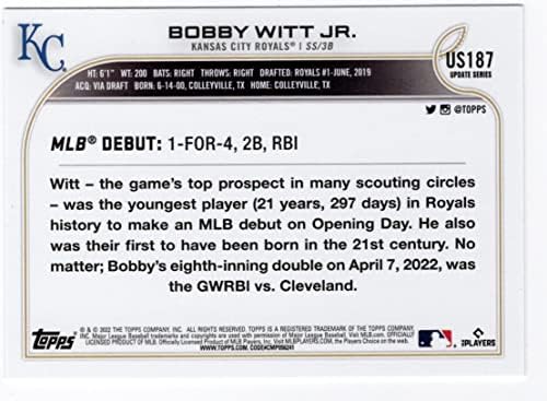 Боби Вит Помладиот Дебитант Дебитант Дебитантска Колекционерска Бејзбол Картичка-2022 Бопс Ажурирање Серија Бејзбол Картичка