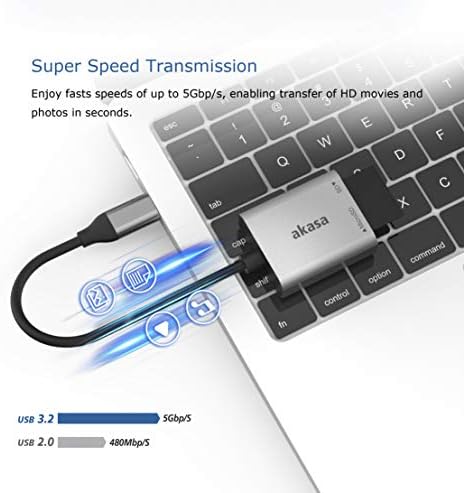 АКАСА USB 3.2 Тип-C Читач На Двојна Картичка | До 5 Gbps | USB-C До Microsd/Sd Читач На Картички | Читач На Мемориски Картички / Space