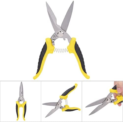 Индустриски ножици, мултифункционални тешки индустриски ножици не'рѓосувачки челик жолта црна рачка за електрична енергија за сечење