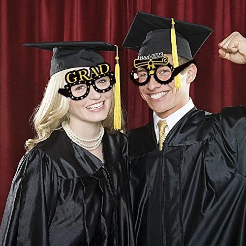 Очили за дипломирање 2023 година, Глитер Класа од 2023 година Дипломирање Фото штанд реквизити за забави за очила, 8 парови честитки