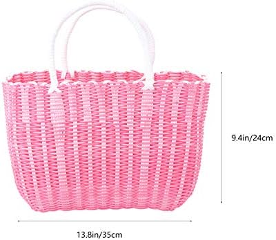 Хаустул ткаена торба за намирници, пластична корпа за корпи за еднократна употреба на торба со рачка, торба со торби и вреќи со зеленчук- морнарица