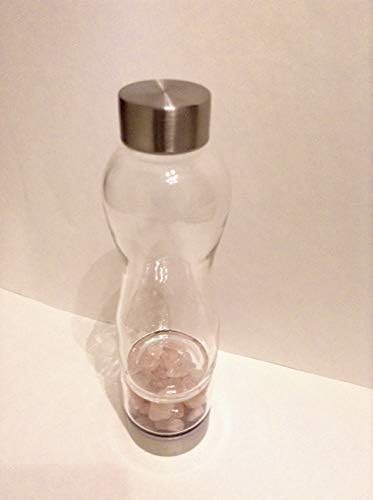 Crystafuse: Slimncurvy Crystal Water Botth- Боросиликатно стакло заменливи скапоцени камења во вода- внесете ја водата со природна кристална енергија