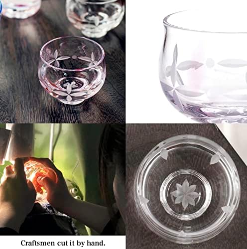 Томи занает, Отару Кирико Охоко, јапонски чаши за саке, прекрасно исечено стакло, занаетчии во Отару Хокаидо, рачно изработено во Јапонија, Томи стакло OG101