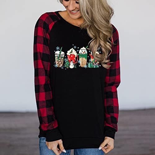 Ilugu жени Дневен Божиќ печати О врат резервоарот врвови на долги кошули со лесни лабави маички женски маица