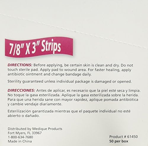 Medique Products 61450 Дополнителна тешка тежина латекс бесплатно флексибилни ткаени ленти со ленти, 7/8-инчи од 3-инчи, 50 по кутија