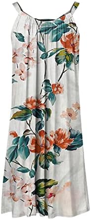Летните фустани на jielayou за жени плажа Бохо цветни печатени печатени ракави без ракави случајно плус големина на екипаж фустан за одмор