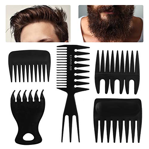 Heimp 5 парчиња масло за коса чешел, преносен широк голем заби фризура чешел мажи ретро масло коса бербер чешел за домашна употреба и салон,