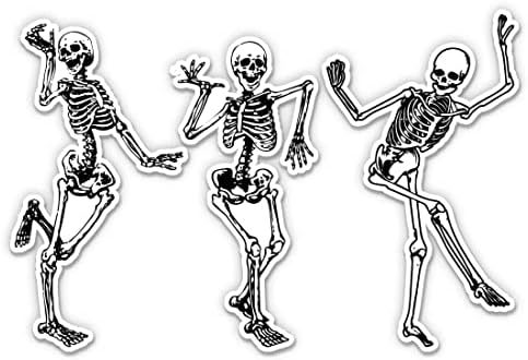Налепница за танцување скелети - налепници за лаптоп 3 - водоотпорен винил за автомобил, телефон, шише со вода - смешни скелети за танцување