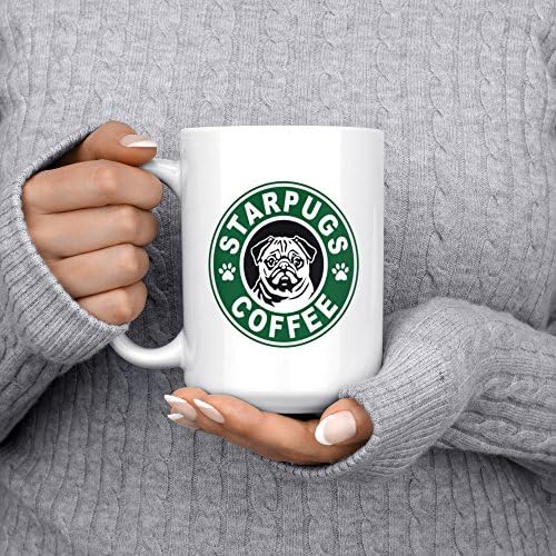 Starpugs кафе кригла за loversубители на кучиња со пикања - 15oz Делукс двострана чај од чај од кафе