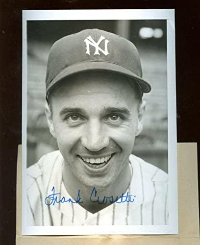 9-22 1942 година Френк Кросети Newујорк Јанкис автограмираше 5 x 7 жица холограм - автограмирани фотографии од МЛБ
