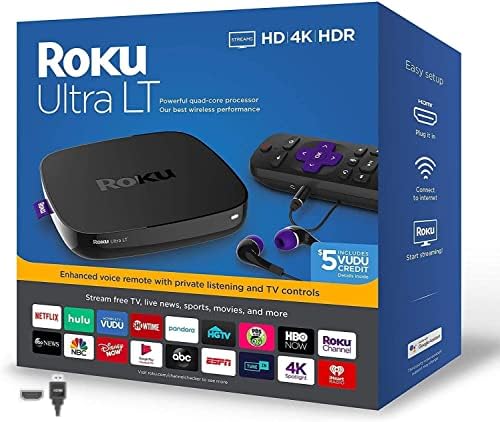 Ro-ku Ultra LT Стриминг Медиа Плеер 4K/HD/HDR w/WULIC 4K HDMI Кабел Црна