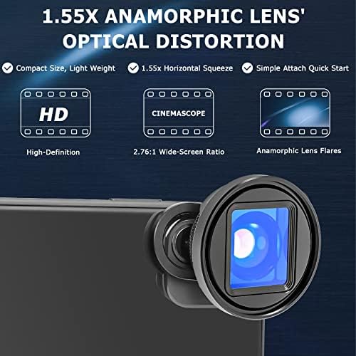 Филмма за производство на леќи со анаморфни леќи на UskeyVision 1.55x 2,76: 1 за iPhone 14/13/12 Mini/Pro/Max Andorid Smartphone леќи