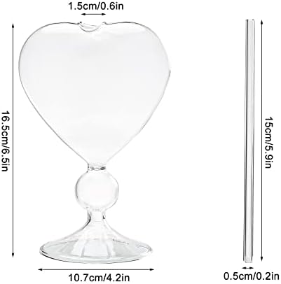 BestAlice 2 Парчиња Коктел Стакло Мартини Очила, 8 Мл Креативни Срце Во Облик На Коктел Очила Со Слама, Кристално Стакло Романтичен