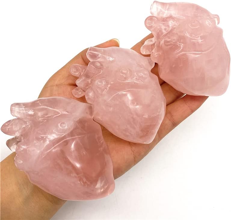ERTIUJG HUSONG306 1PC Прекрасна природна розова розова кристална рака во форма на срце, врежан полиран декор на домашни работи природни камења