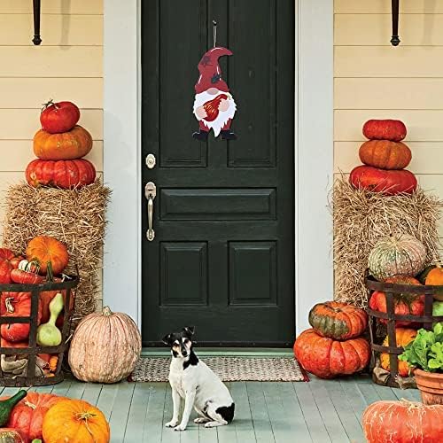 Денот на благодарноста, декорациите за есен на Местамор за дома, гном врата декор дрво знак со тиква и лисја од јавор за пад