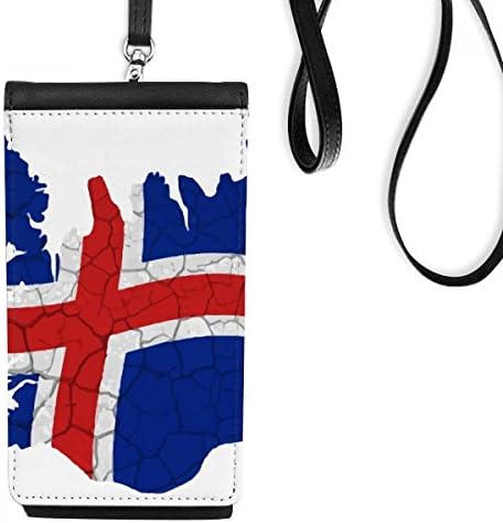 Мапа на Исланд знамето на знамето Телефонска чанта чанта што виси мобилна торбичка црн џеб