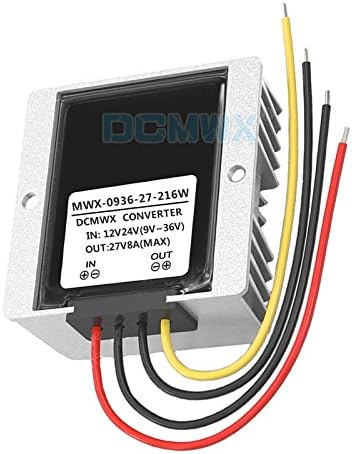 DCMWX регулирани конвертори на напон 12V24V на 27V автоматско засилување на засилување на авторот за напојување на автомобили Влез DC9V-36V излез
