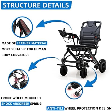 Електрични инвалидски колички за возрасни, лесен стол за преклопување на инвалидска количка опремена со литиум батерии со висок